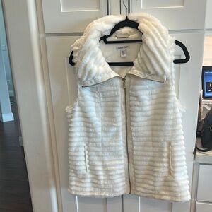 Calvin Klein White Faux Fur Vest